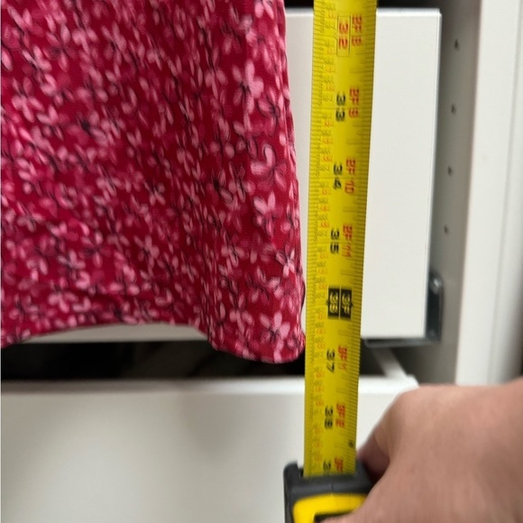 RUE 21 Vintage Y2K Pink Red Floral Cap Puff Sleeve Midi Dress Size Small - Picture 14 of 14